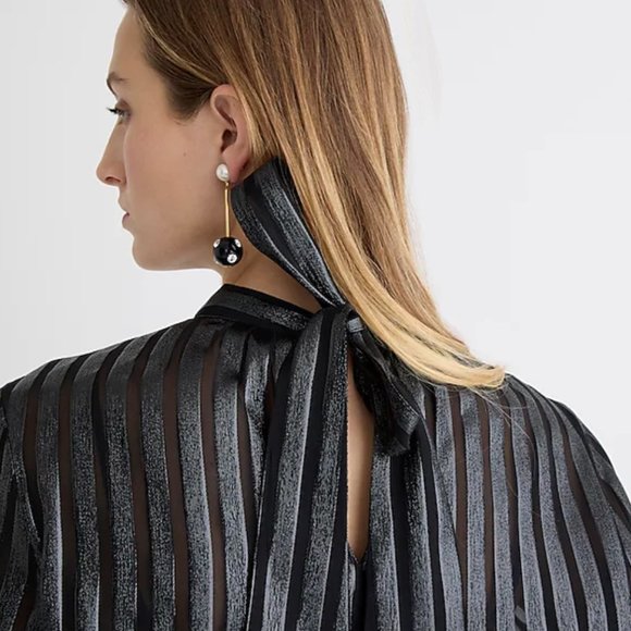 NWT: J.CREW Metallic chiffon mockneck top, Black, XS - Picture 7 of 14